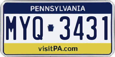 PA license plate MYQ3431