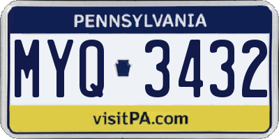PA license plate MYQ3432