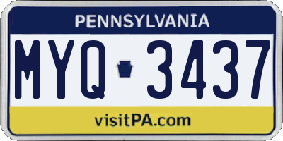 PA license plate MYQ3437