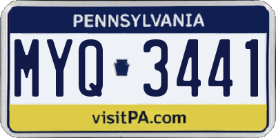 PA license plate MYQ3441