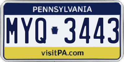 PA license plate MYQ3443