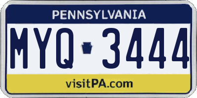 PA license plate MYQ3444