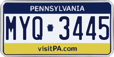 PA license plate MYQ3445