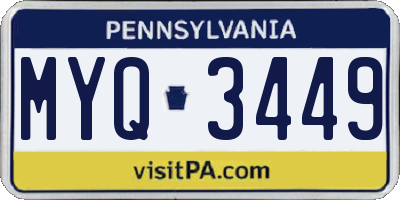 PA license plate MYQ3449