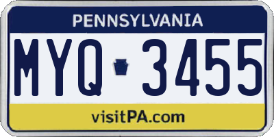 PA license plate MYQ3455