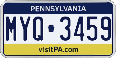 PA license plate MYQ3459