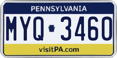 PA license plate MYQ3460