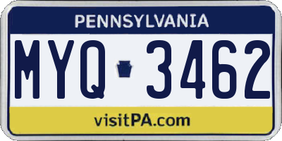 PA license plate MYQ3462