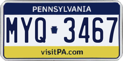 PA license plate MYQ3467