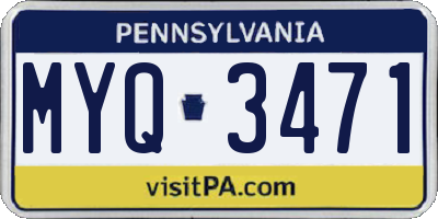 PA license plate MYQ3471