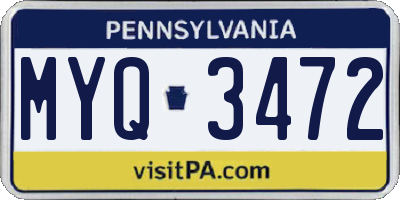 PA license plate MYQ3472