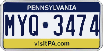 PA license plate MYQ3474