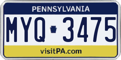 PA license plate MYQ3475
