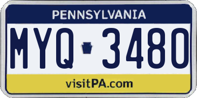 PA license plate MYQ3480