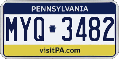 PA license plate MYQ3482