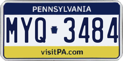 PA license plate MYQ3484
