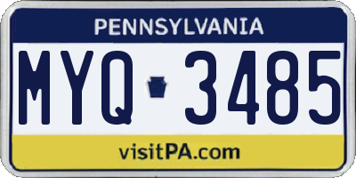 PA license plate MYQ3485