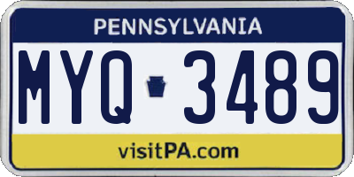 PA license plate MYQ3489
