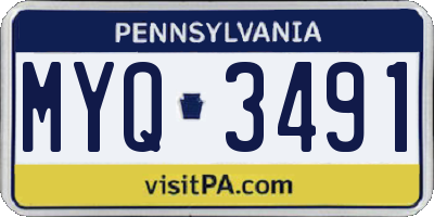 PA license plate MYQ3491