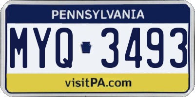 PA license plate MYQ3493