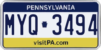 PA license plate MYQ3494