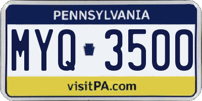 PA license plate MYQ3500