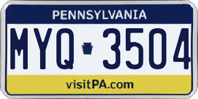 PA license plate MYQ3504