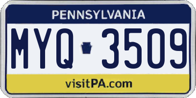 PA license plate MYQ3509