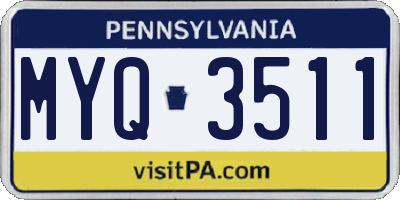 PA license plate MYQ3511