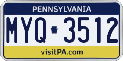 PA license plate MYQ3512