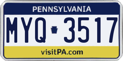 PA license plate MYQ3517
