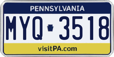 PA license plate MYQ3518