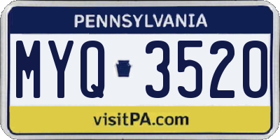 PA license plate MYQ3520