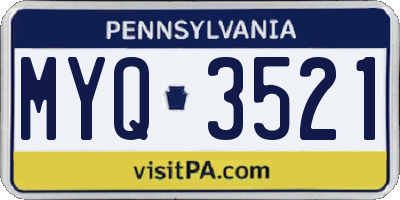 PA license plate MYQ3521