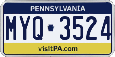 PA license plate MYQ3524