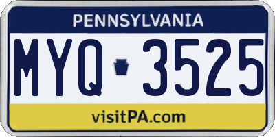 PA license plate MYQ3525