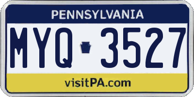 PA license plate MYQ3527