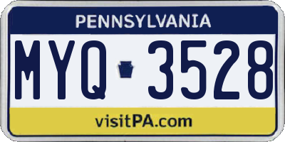 PA license plate MYQ3528