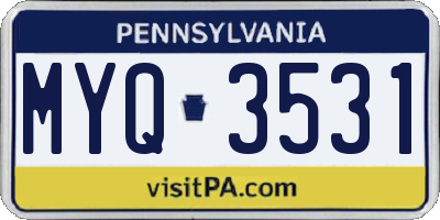 PA license plate MYQ3531