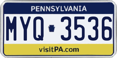 PA license plate MYQ3536