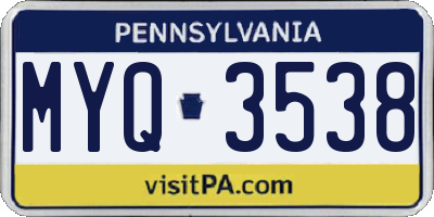PA license plate MYQ3538
