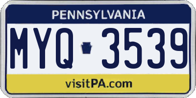 PA license plate MYQ3539