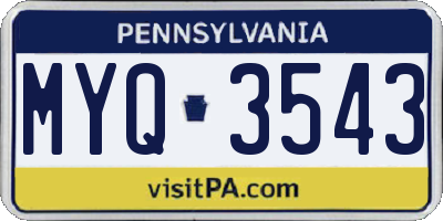 PA license plate MYQ3543