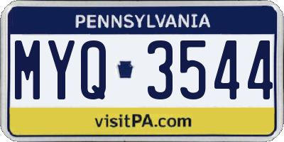PA license plate MYQ3544
