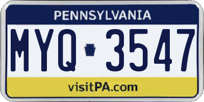 PA license plate MYQ3547