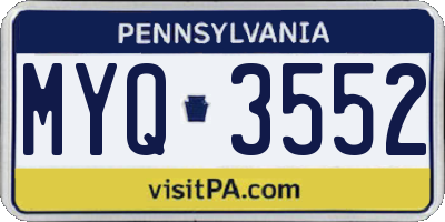 PA license plate MYQ3552