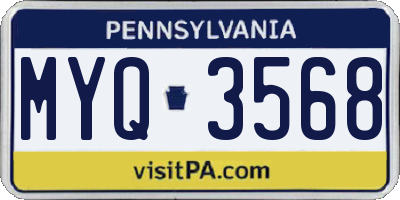 PA license plate MYQ3568
