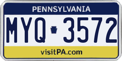 PA license plate MYQ3572
