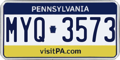 PA license plate MYQ3573