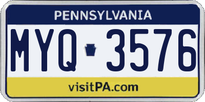 PA license plate MYQ3576